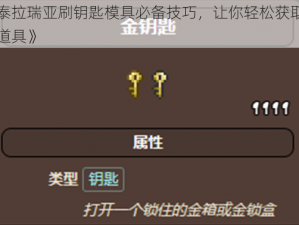 《泰拉瑞亚刷钥匙模具必备技巧，让你轻松获取珍贵道具》