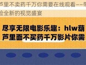 葫芦里不卖药千万你需要在线观看——带你体验全新的视觉盛宴