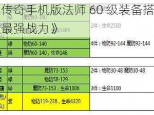 《热血传奇手机版法师 60 级装备搭配解析：打造最强战力》