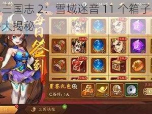 少年三国志 2：雪域迷音 11 个箱子获取攻略大揭秘