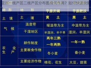 亚洲一线产区二线产区分布图有何作用？如何快速找到？