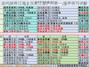 如何培养江湖 X 汉家江湖萨布素——培养技巧详解