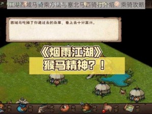 烟雨江湖西域马骑乘方法与塞北马匹骑行介绍：乘骑攻略解析