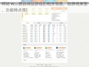 成品网站W灬源码网站游戏(请详细介绍一下成品网站 W灬源码网站游戏的相关信息，如游戏类型、功能特点等)