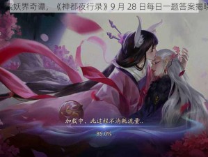 探索妖界奇谭，《神都夜行录》9 月 28 日每日一题答案揭晓