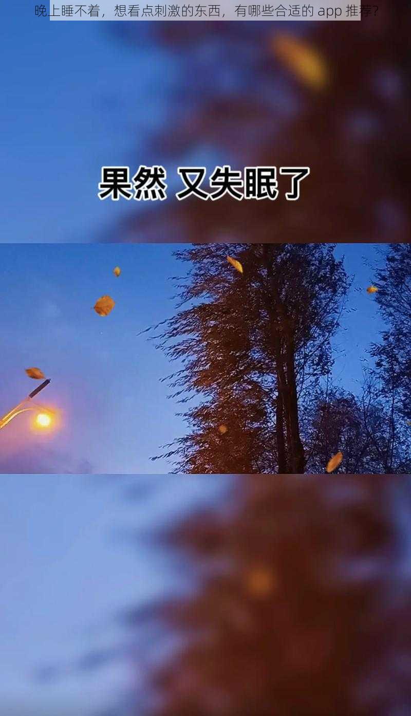 晚上睡不着，想看点刺激的东西，有哪些合适的 app 推荐？