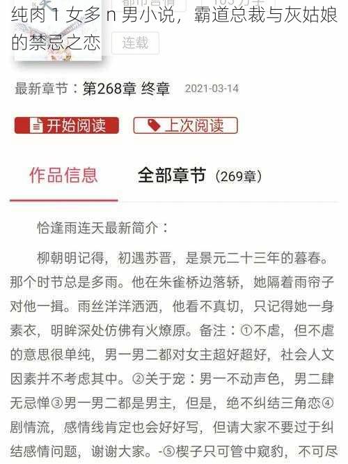 纯肉 1 女多 n 男小说，霸道总裁与灰姑娘的禁忌之恋