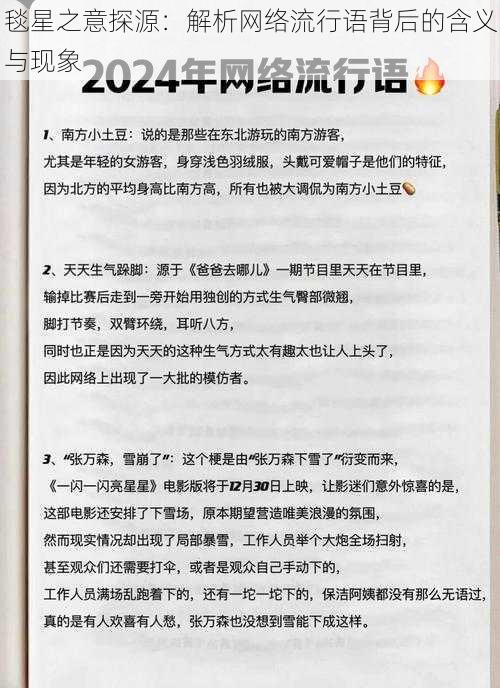 毯星之意探源：解析网络流行语背后的含义与现象