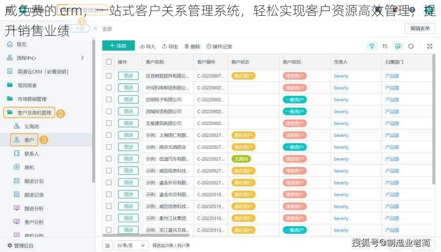 成免费的 crm，一站式客户关系管理系统，轻松实现客户资源高效管理，提升销售业绩