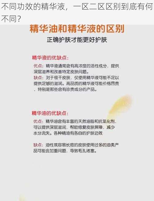 不同功效的精华液，一区二区区别到底有何不同？