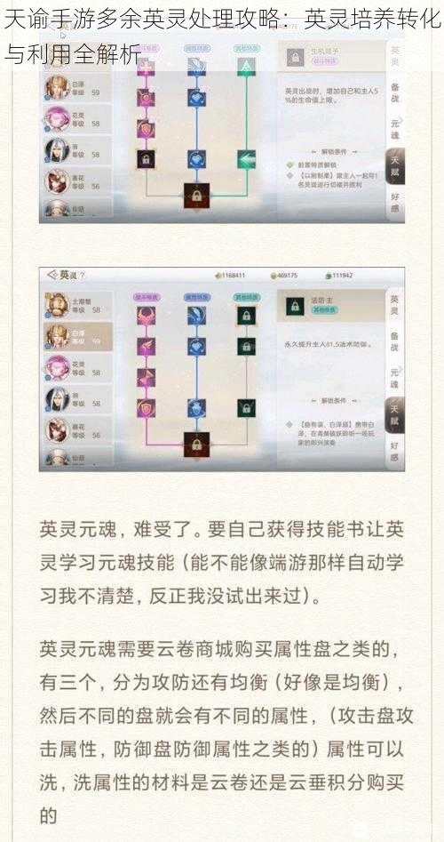 天谕手游多余英灵处理攻略：英灵培养转化与利用全解析