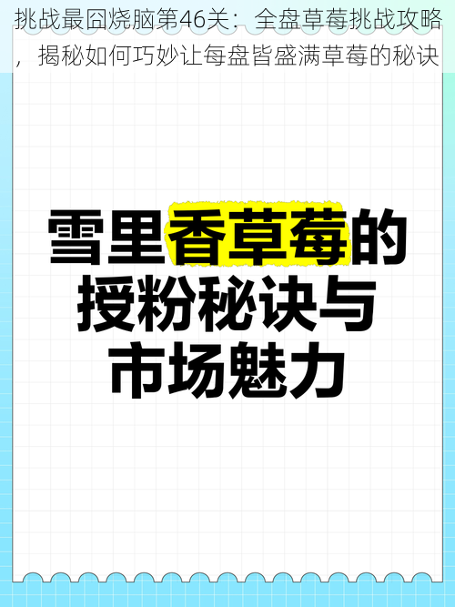 挑战最囧烧脑第46关：全盘草莓挑战攻略，揭秘如何巧妙让每盘皆盛满草莓的秘诀