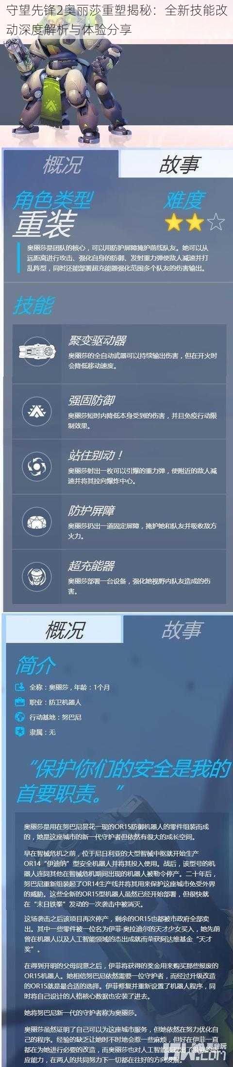 守望先锋2奥丽莎重塑揭秘：全新技能改动深度解析与体验分享