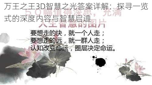 万王之王3D智慧之光答案详解：探寻一览式的深度内容与智慧启迪