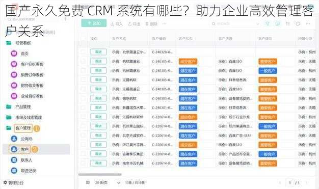 国产永久免费 CRM 系统有哪些？助力企业高效管理客户关系