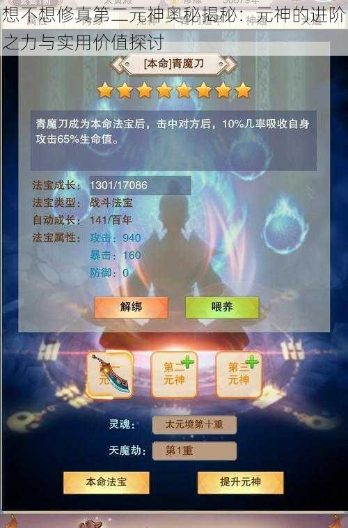 想不想修真第二元神奥秘揭秘：元神的进阶之力与实用价值探讨