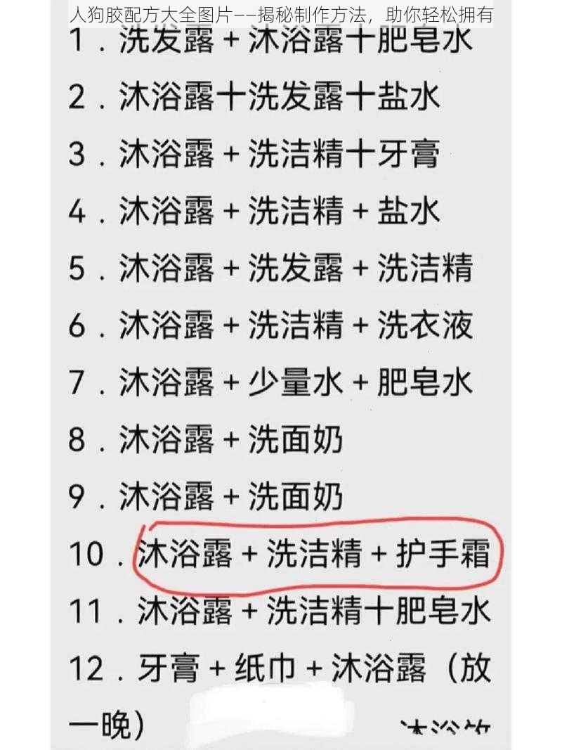 人狗胶配方大全图片——揭秘制作方法，助你轻松拥有