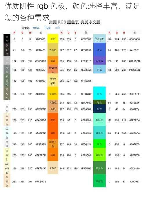 优质阴性 rgb 色板，颜色选择丰富，满足您的各种需求