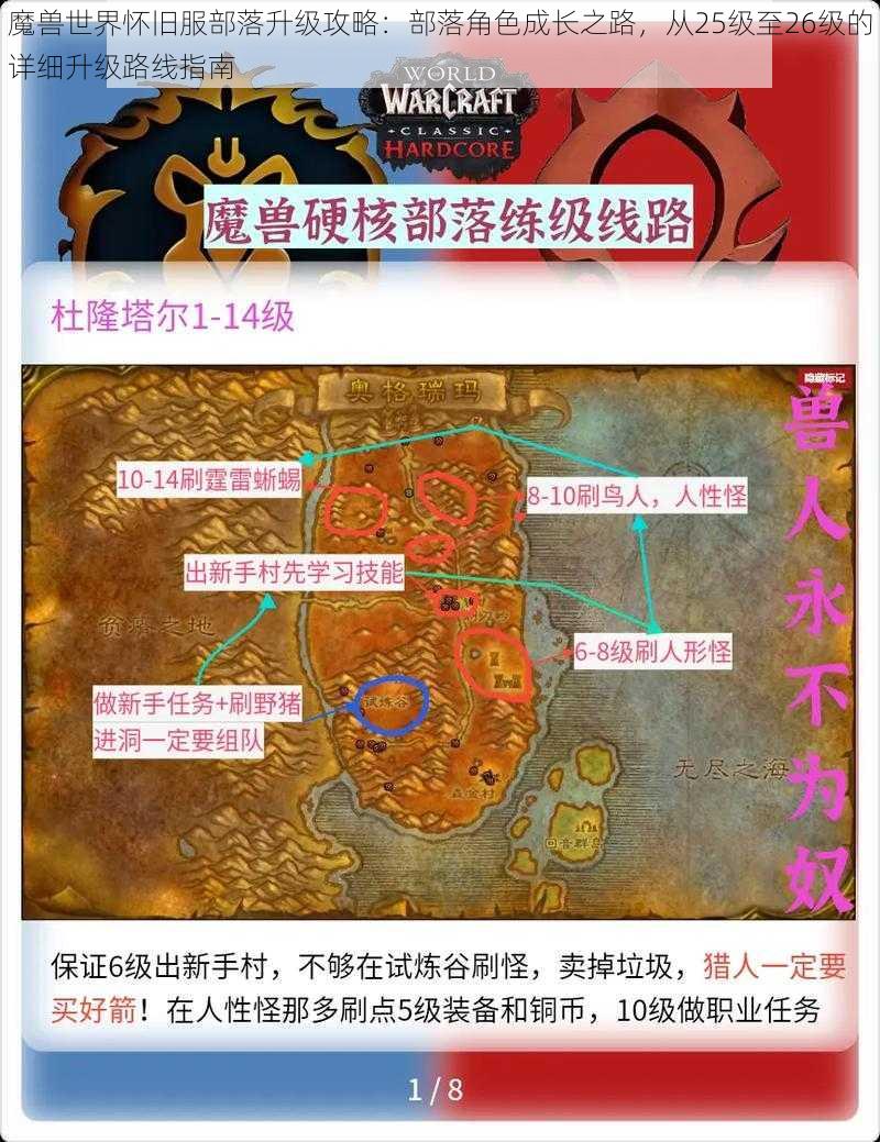 魔兽世界怀旧服部落升级攻略：部落角色成长之路，从25级至26级的详细升级路线指南