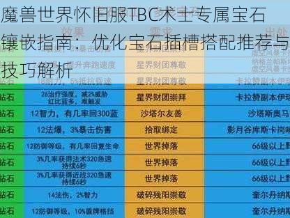 魔兽世界怀旧服TBC术士专属宝石镶嵌指南：优化宝石插槽搭配推荐与技巧解析