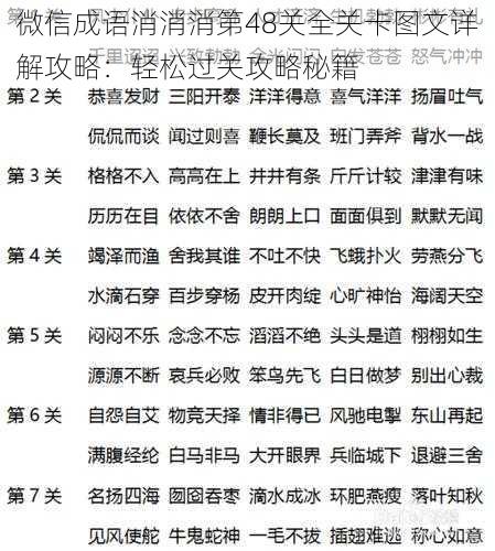 微信成语消消消第48关全关卡图文详解攻略：轻松过关攻略秘籍