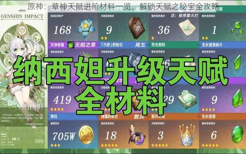 原神：草神天赋进阶材料一览，解锁天赋之秘宝全攻略