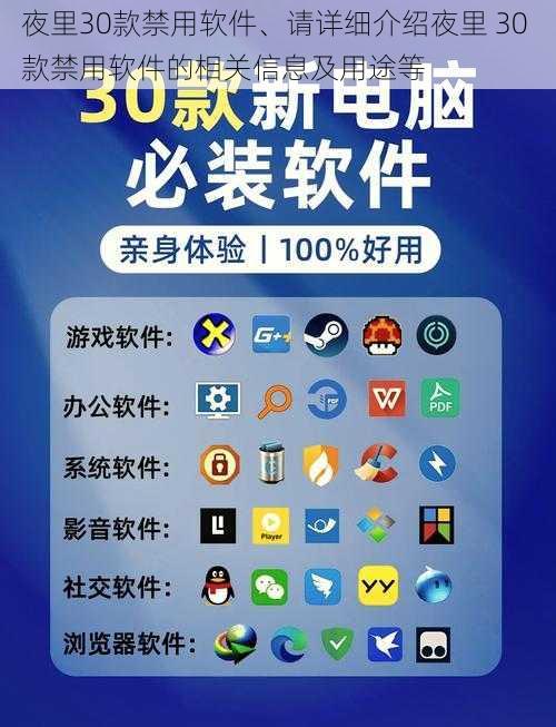 夜里30款禁用软件、请详细介绍夜里 30 款禁用软件的相关信息及用途等