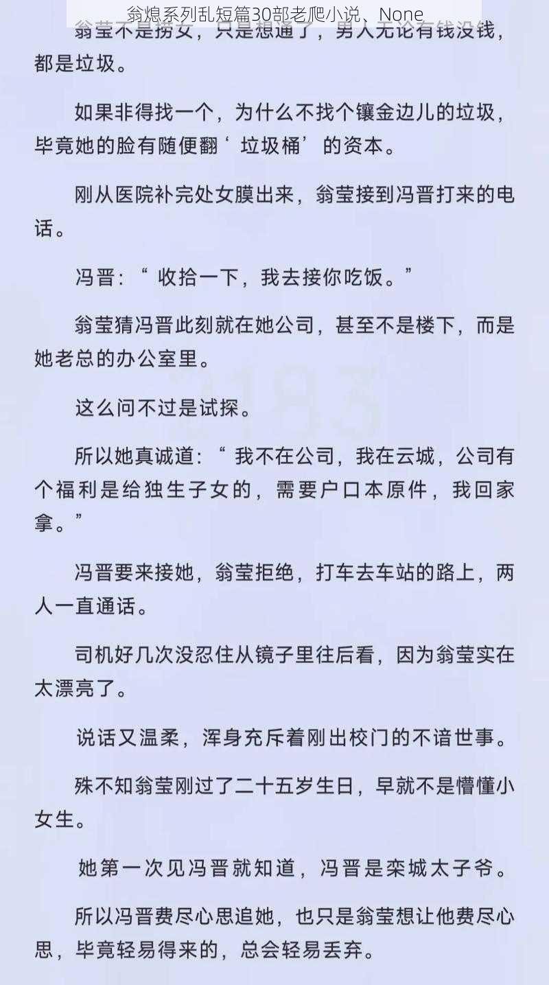 翁熄系列乱短篇30部老爬小说、None