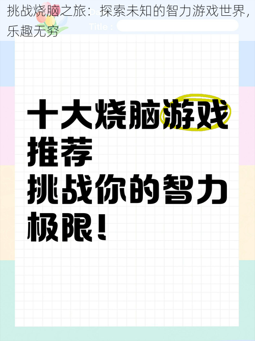 挑战烧脑之旅：探索未知的智力游戏世界，乐趣无穷