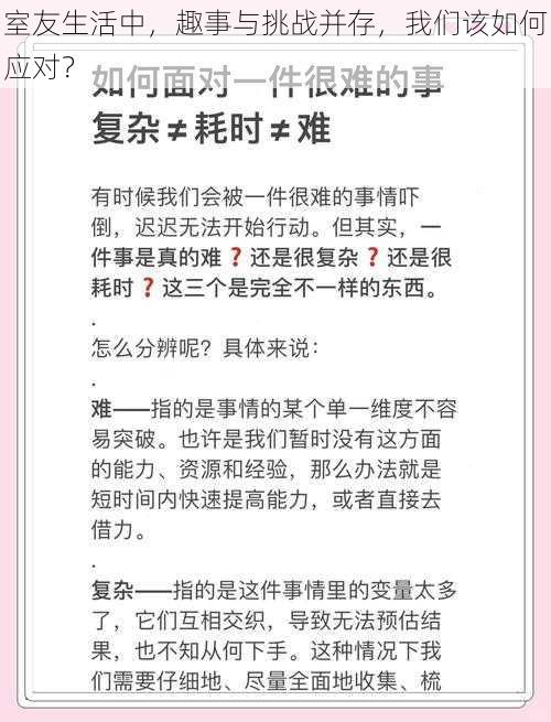 室友生活中，趣事与挑战并存，我们该如何应对？