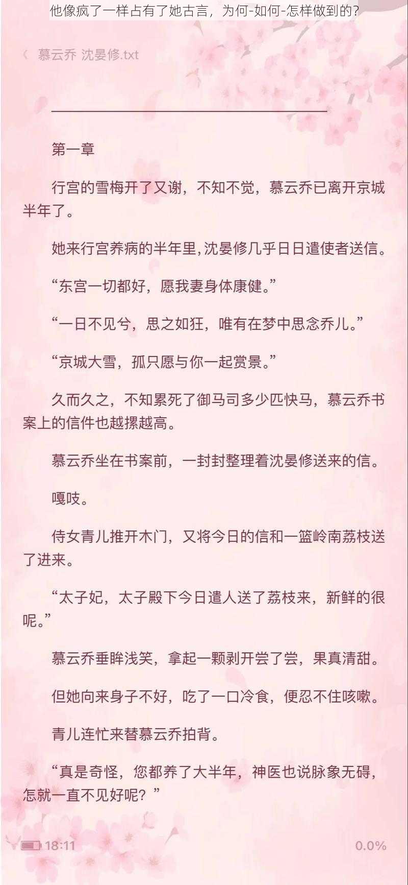 他像疯了一样占有了她古言，为何-如何-怎样做到的？