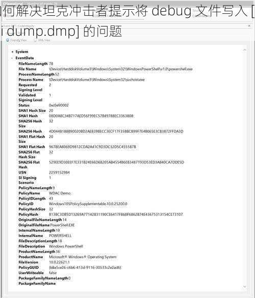 如何解决坦克冲击者提示将 debug 文件写入 [mini dump.dmp] 的问题