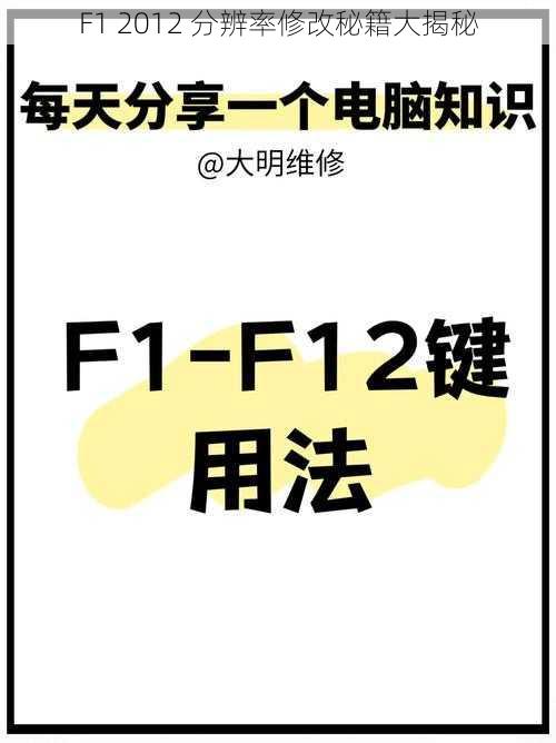 F1 2012 分辨率修改秘籍大揭秘