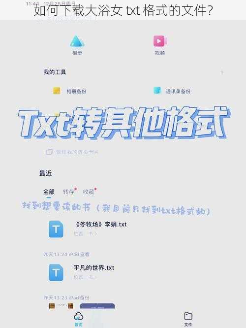 如何下载大浴女 txt 格式的文件？