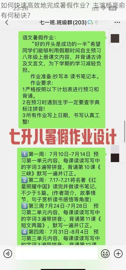 如何快速高效地完成暑假作业？主演杨亮俞有何秘诀？