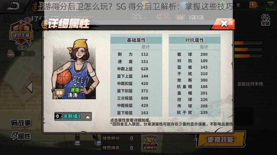 街头篮球手游得分后卫怎么玩?SG 得分后卫解析:掌握这些技巧让你称霸全场
