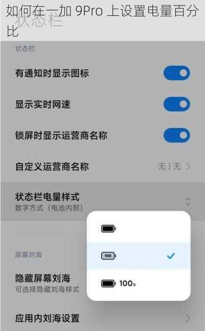 如何在一加 9Pro 上设置电量百分比