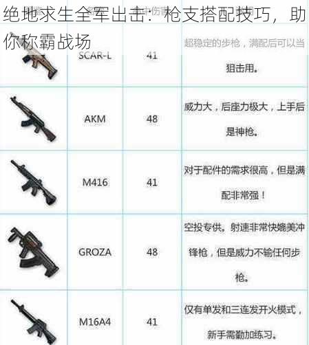 绝地求生全军出击：枪支搭配技巧，助你称霸战场