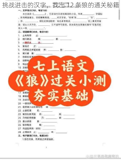 挑战进击的汉字，找出 12 条狼的通关秘籍