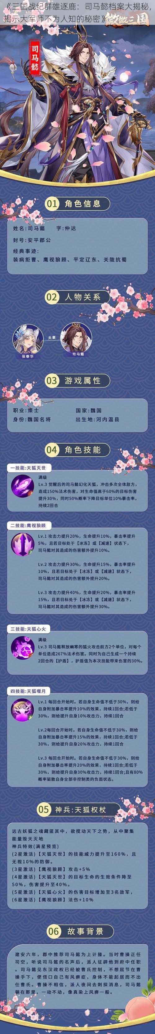 《三国战纪群雄逐鹿：司马懿档案大揭秘，揭示大军师不为人知的秘密》