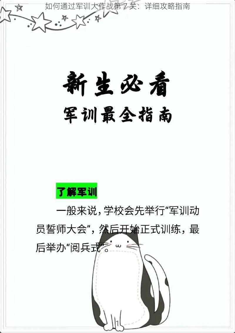 如何通过军训大作战第 7 关：详细攻略指南