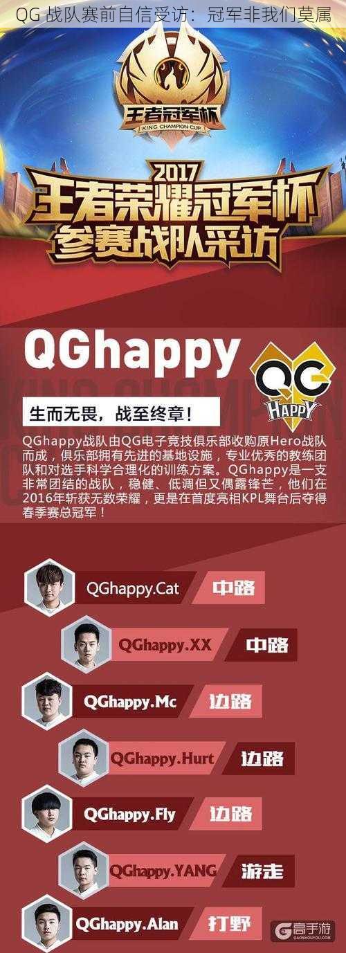 QG 战队赛前自信受访：冠军非我们莫属